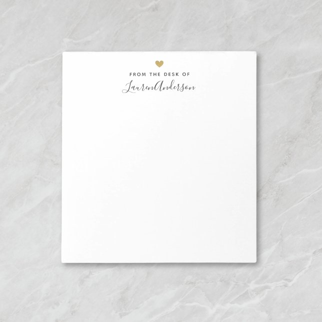 Modern Gold Heart Calligraphy Name Notepad (Creator Uploaded)