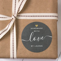 Modern Gold Heart Handmade with Love By