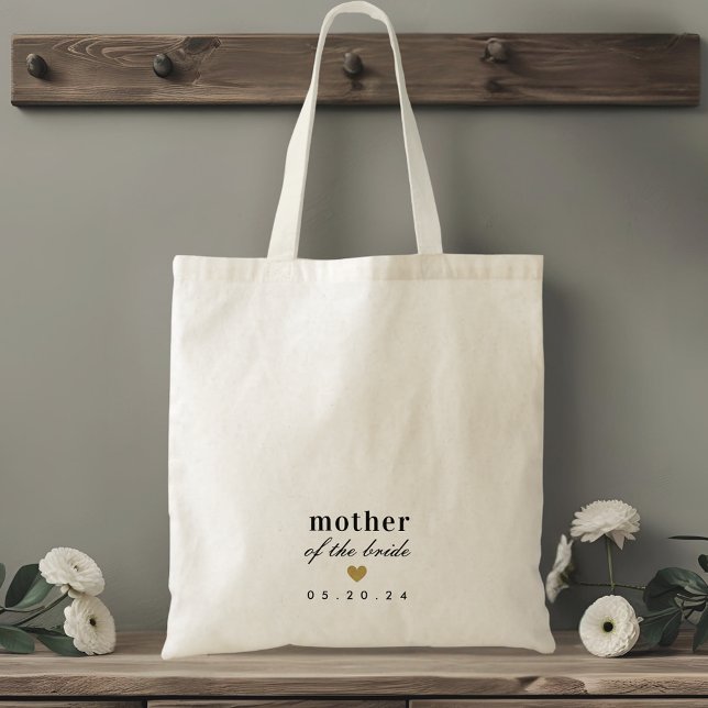 Modern Gold Heart Mother of the Bride Gift Tote Bag (Creator Uploaded)