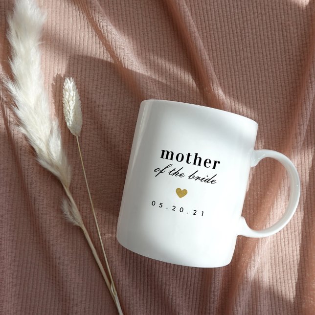 Modern Gold Heart Mother of the Bride Wedding Gift Coffee Mug (Creator Uploaded)