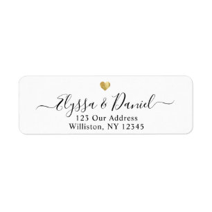 Modern Gold Heart Script Custom Name Return Address Label