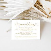 Modern Gold Heart Script Wedding Accommodations