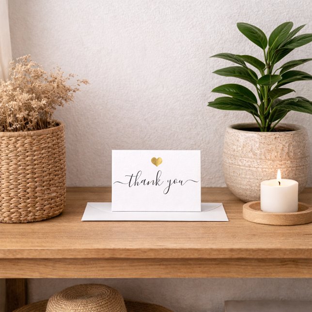 Modern Gold Heart Thank You Script Invitation (Creator Uploaded)