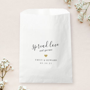 Modern Gold Heart Wedding Bridal Shower Face Mask Favour Bag