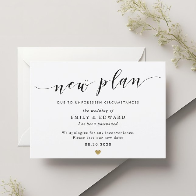 Modern Gold Heart Wedding Update Card (Creator Uploaded)