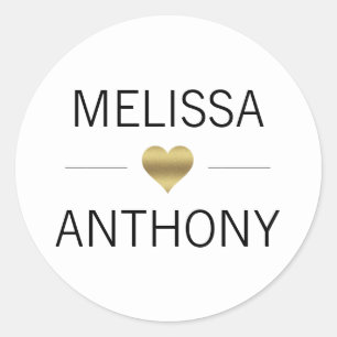 Modern Gold Heart White Wedding Monogram Seals