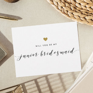 Modern Gold Hearts Be My Junior Bridesmaid Invitation Postcard