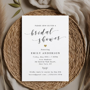 Modern Gold Hearts Bridal Shower Invitation