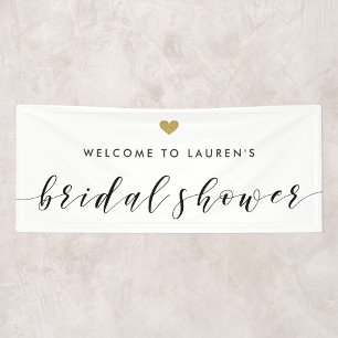 Modern Gold Hearts Bridal Shower Welcome Banner