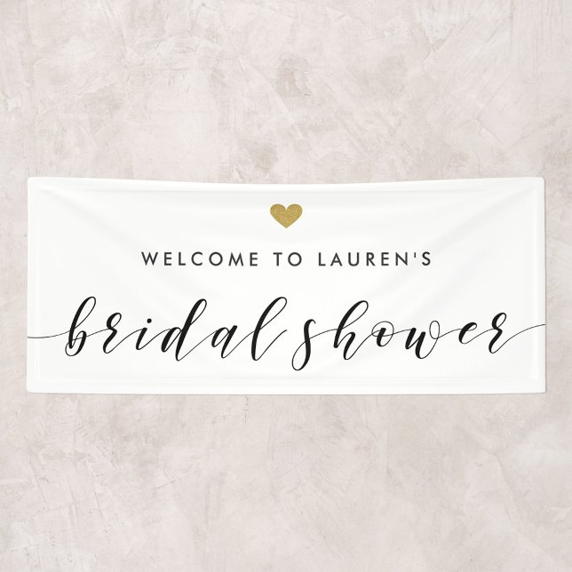 Modern Gold Hearts Bridal Shower Welcome Banner (Creator Uploaded)