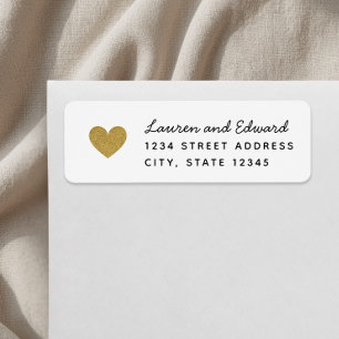Modern Gold Hearts Wedding Return Address Label