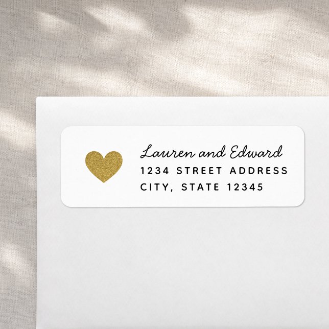 Modern Gold Hearts Wedding Return Address Label (Creator Uploaded)