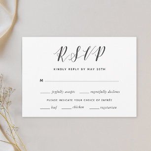 Modern Gold Hearts Wedding RSVP Meal Choice Card