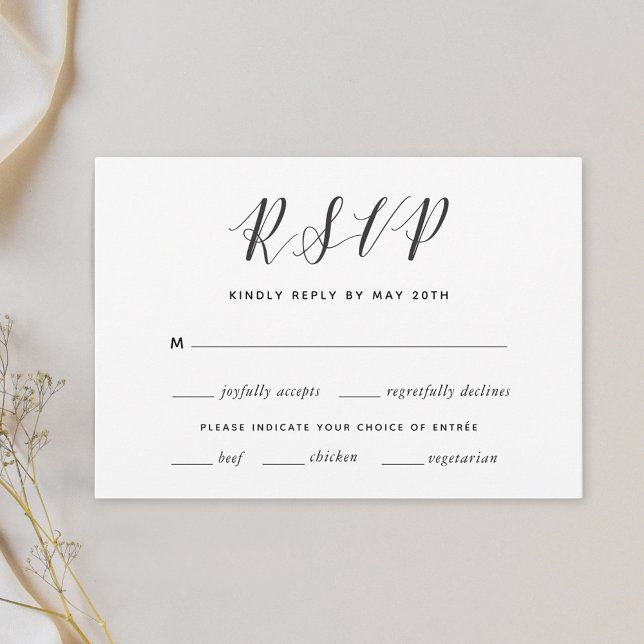 Modern Gold Hearts Wedding RSVP Meal Choice Card (Creator Uploaded)