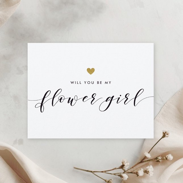 Modern Gold Hearts Will You Be My Flower Girl Invitation Postcard (Creator Uploaded)