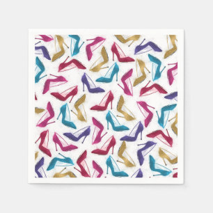 Modern Gold High Heels Watercolor Napkin