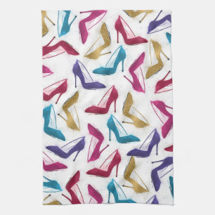 Modern Gold High Heels Watercolor Tea Towel