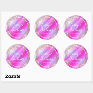 Modern Gold Holographic Glitter Faux Foil Business Classic Round Sticker