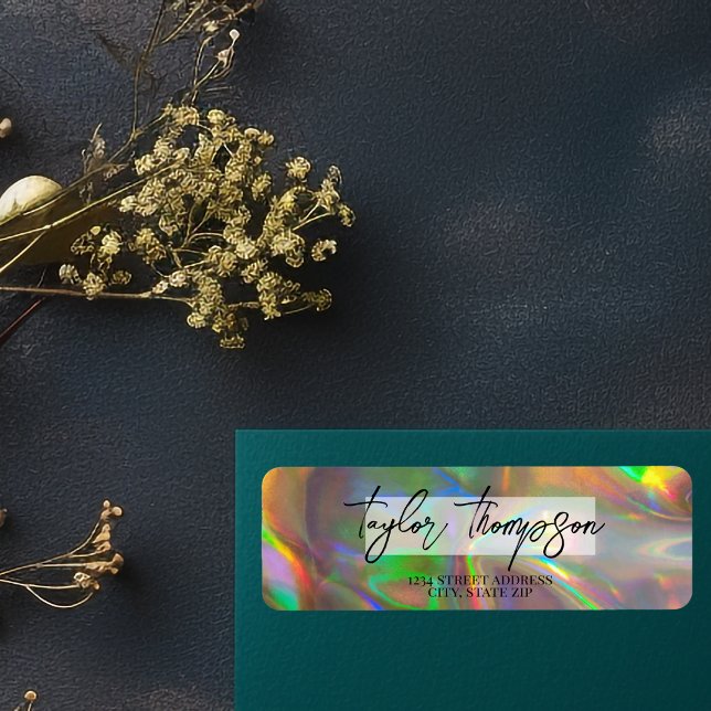Modern Gold Holographic Return Address label (Creator Uploaded)