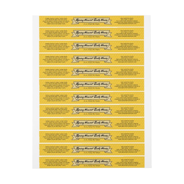 Modern Gold Honeycomb and Ribbon Wrap Around Label (Sheet)
