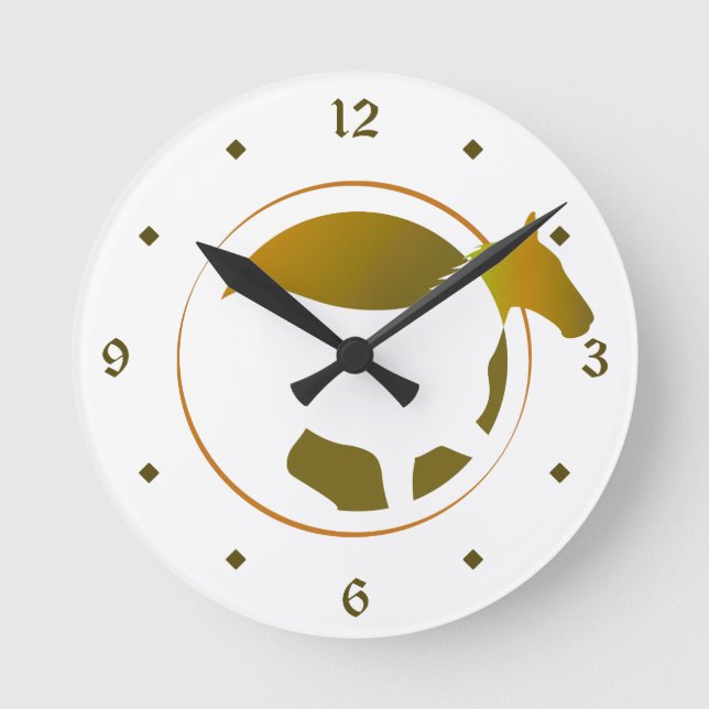 Modern Gold Horse Circle Round Clock (Front)