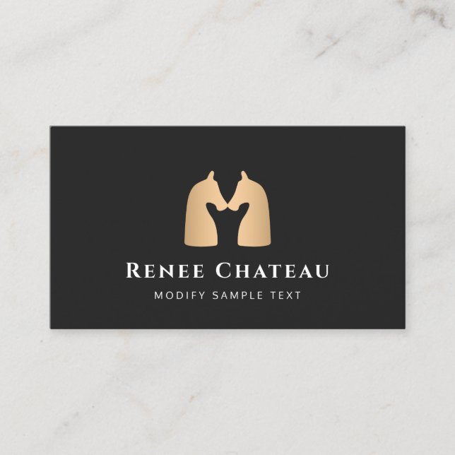 Modern Gold Horse Equine Logo Business Card (Front)