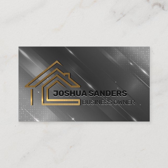 Modern Gold House Logo | Real Estate Business Card (Front)