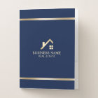 Modern Gold House Logo Real Estate Navy Realtor