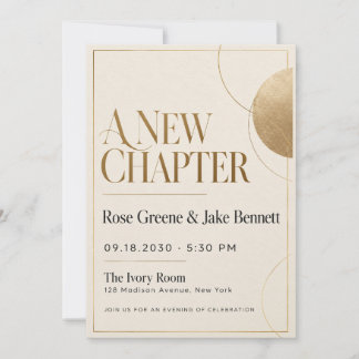 Modern Gold Ivory Engagement Party Invitation