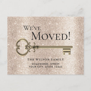 Modern Gold Key New Address Moving Announcement Postcard