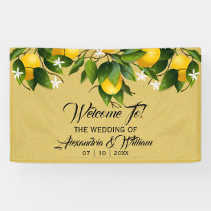 Modern Gold Lemon Fruit   Wedding Banner