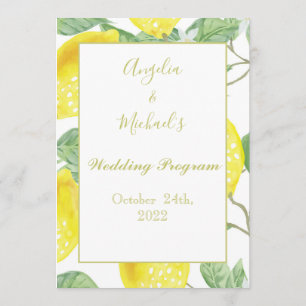 Modern Gold Lemon Wedding Program