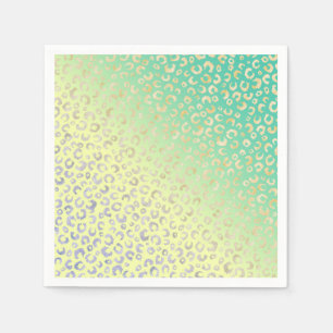 Modern Gold Leopard Print Yellow Mint Design Napkin