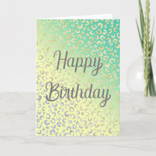 Modern Gold Leopard Print Yellow Mint Design Thank You Card