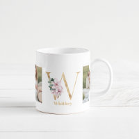 Modern Gold Letter W Flower | Two Photo Monogram