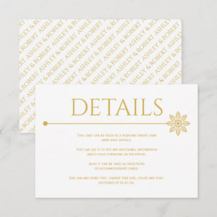 Modern gold line with flower and dot wedding enclosure card