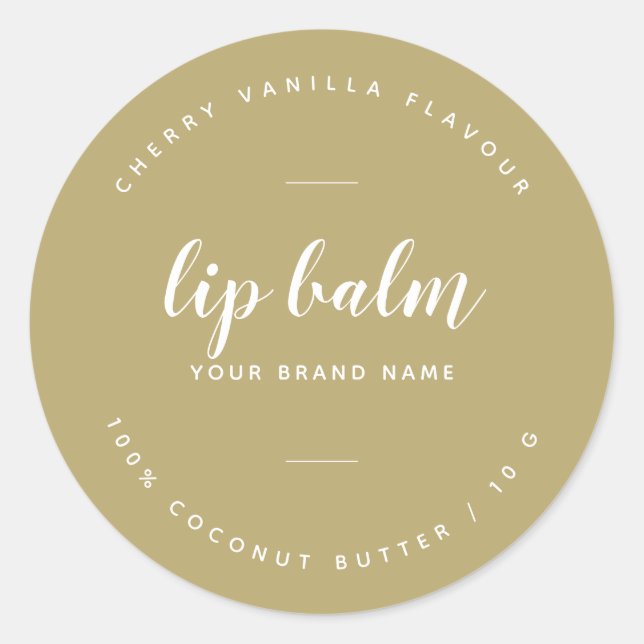 Modern gold lip balm label (Front)