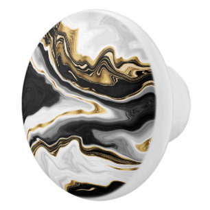 Modern Gold Liquid Swirl Painting Aesthetic Design Ceramic Knob