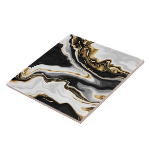 Modern Gold Liquid Swirl Painting Aesthetic Design Ceramic Tile