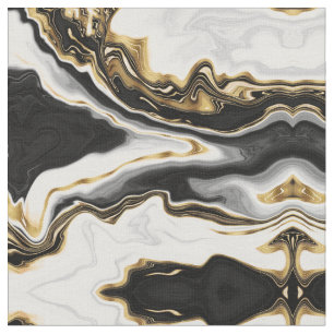 Modern Gold Liquid Swirl Painting Aesthetic Design Fabric