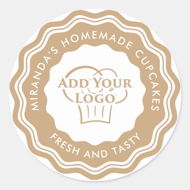 Modern Gold Logo Homemade Cakes Bakery Classic Round Sticker (Front)