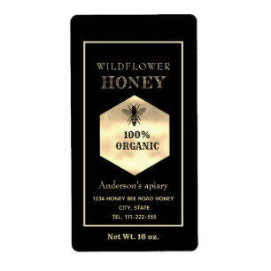 Modern gold logo honey bee honey jar