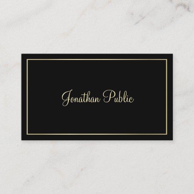 Modern Gold Look Creative Black Design Elegant Business Card (Front)
