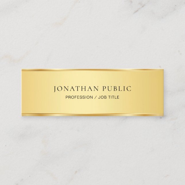 Modern Gold Look Elegant Minimalist Template Mini Business Card (Front)
