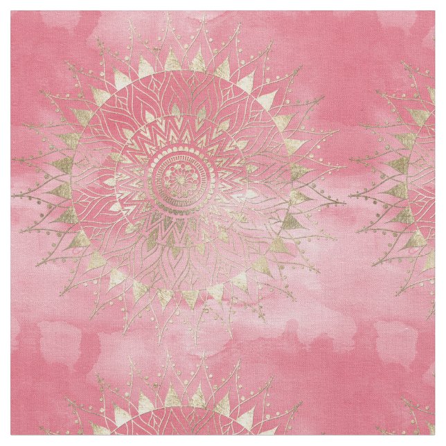 Modern  gold mandala fabric (Close Up)