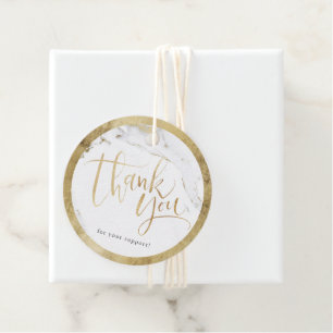 Modern gold marble modern calligraphy thank you favour tags