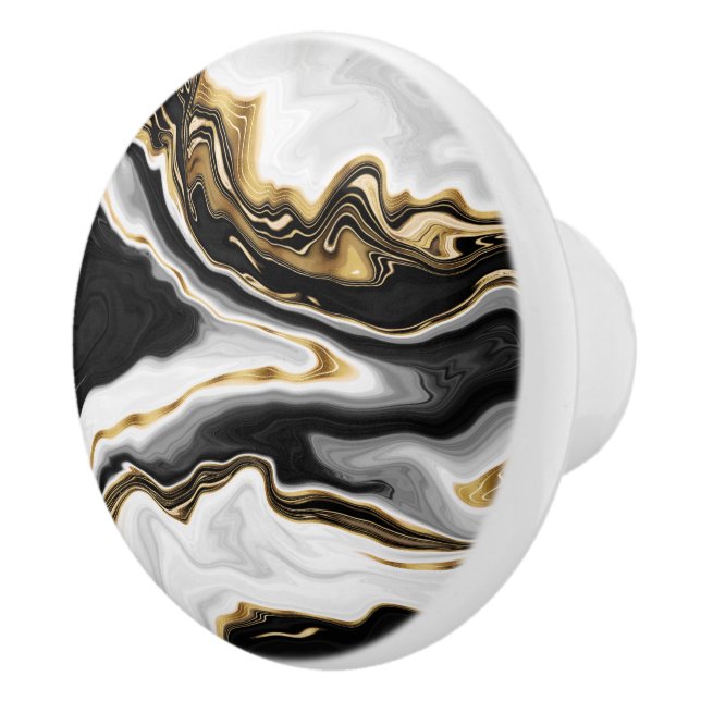 Modern Gold Marble Painting Aesthetic Ceramic Knob (Right)