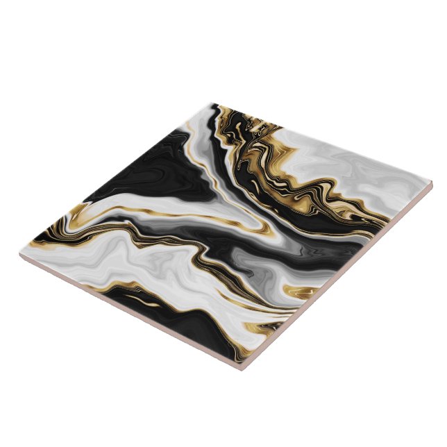 Modern Gold Marble Painting Aesthetic Ceramic Tile (Side)