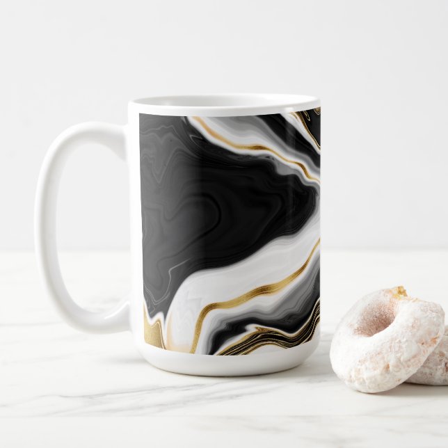 Modern Gold Marble Painting Aesthetic Coffee Mug (With Donut)