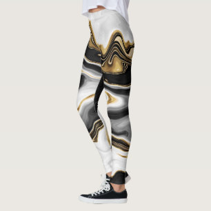 Modern Gold Marble Painting Aesthetic Leggings